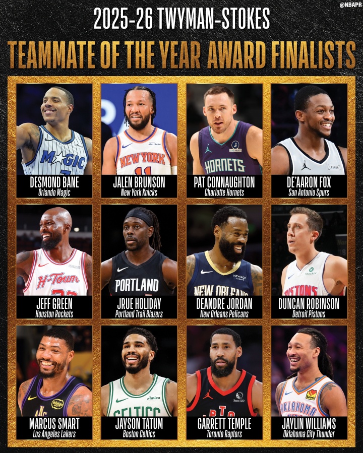 世界杯官方直播软件-最佳队友奖候选：塔图姆&amp;福克斯&amp;斯玛特&amp;杰夫·格林&amp;霍勒迪等12人